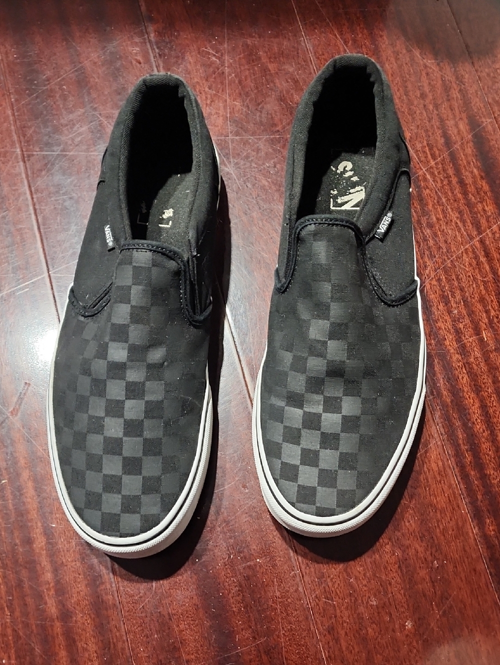 Vans Black Checkerboard Slip-On Loafers Sz 13